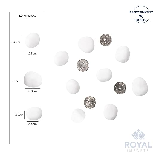 Royal Imports 5LB Decorative Stones River Pebbles Painting Rocks for Fish Aquariums, Plant Gravel, Landscaping, Home Decor Natural - Large White