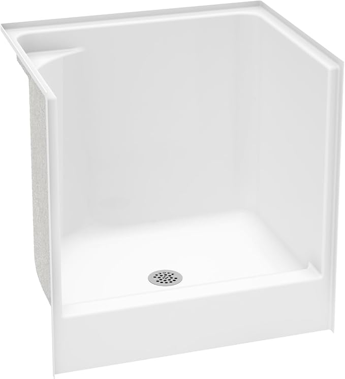 Laurel Mountain Odie 36" x 27" x 36" AcrylX Alcove Center Drain One-Piece Pet Shower in White with Hand-Held Sprayer in Chrome