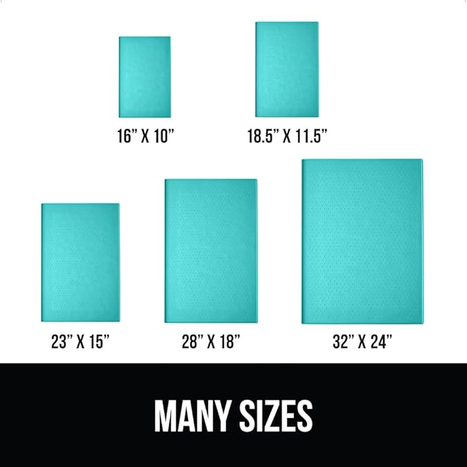 GORILLA GRIP 100% Waterproof Raised Edge BPA Free Silicone Pet Feeding Mat, Dog Cat Food Mats Contain Spills Protects Floors, Placemats for Cats and Dogs Water Bowl, Pets Accessories 23x15 Turquoise