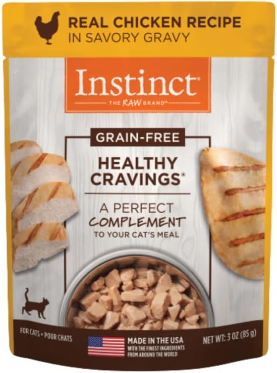 Instinct Healthy Cravings Grain Free Real Chicken Recipe Natural Wet Cat Food Topper by Nature's Variety, 3 Ounce (Pack of 24)