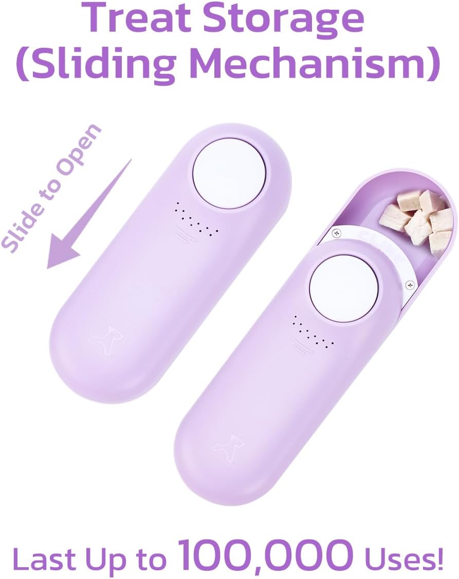 Dog Treat Pouch & Clicker Dog Trainer, Puppy Essentials Dual Use 2 in 1 Dog Clicker for Training - Durable, Light (2.36 oz), Easy to Clean & Handle, Innovative Design, Purple - Click Design