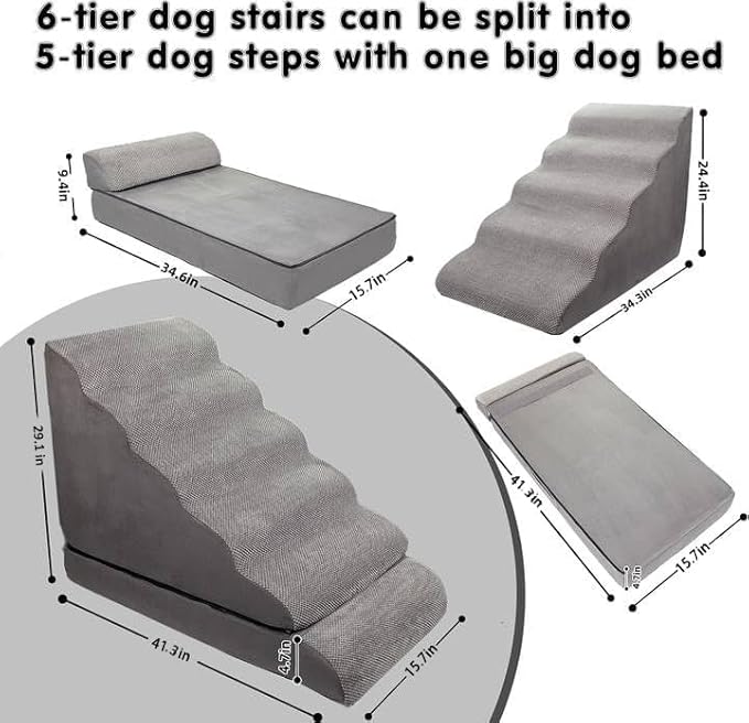 Soft Dog Stairs & Steps for High Beds 28 Inches High Tall, LitaiL Pet Stairs/Steps for High Beds for Small Large Dogs, Non-Slip Dog Ramps for Bed, for Older Cats