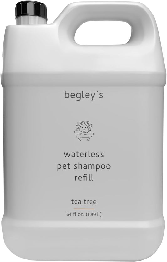 Begley's No Rinse Waterless Pet Shampoo, Bathless Cleaning, Deodorizing, and Odor Removal for a Shiny, Fresh Smelling Coat - Effective for Dogs, Puppies, and Cats - Refill, Fresh Tea Tree
