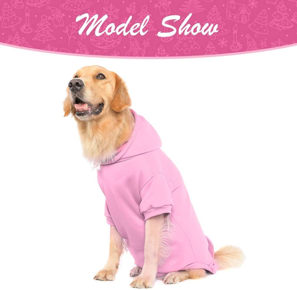 KOOLTAIL Basic Dog Hoodie - Soft and Warm Dog Hoodie Sweater with Leash Hole and Pocket, Dog Winter Coat, Cold Weather Clothes Sweatshirt for Small Medium Large Dogs Puppy Cat Boys Girls Pink L