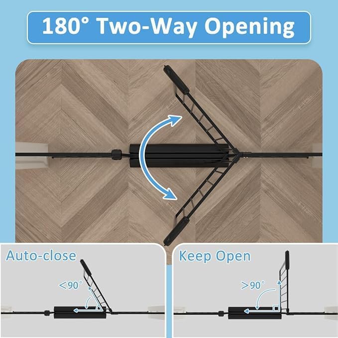 TSAYAWA Walk Through Baby Gate with Door, 52.76~62.2 Inch Wide Presure Mounted No Drill Metal Auto Close Child Gate for Stair Doorway - Indoor Outdoor Safty Gate for Toddler Dog Doggie, Black