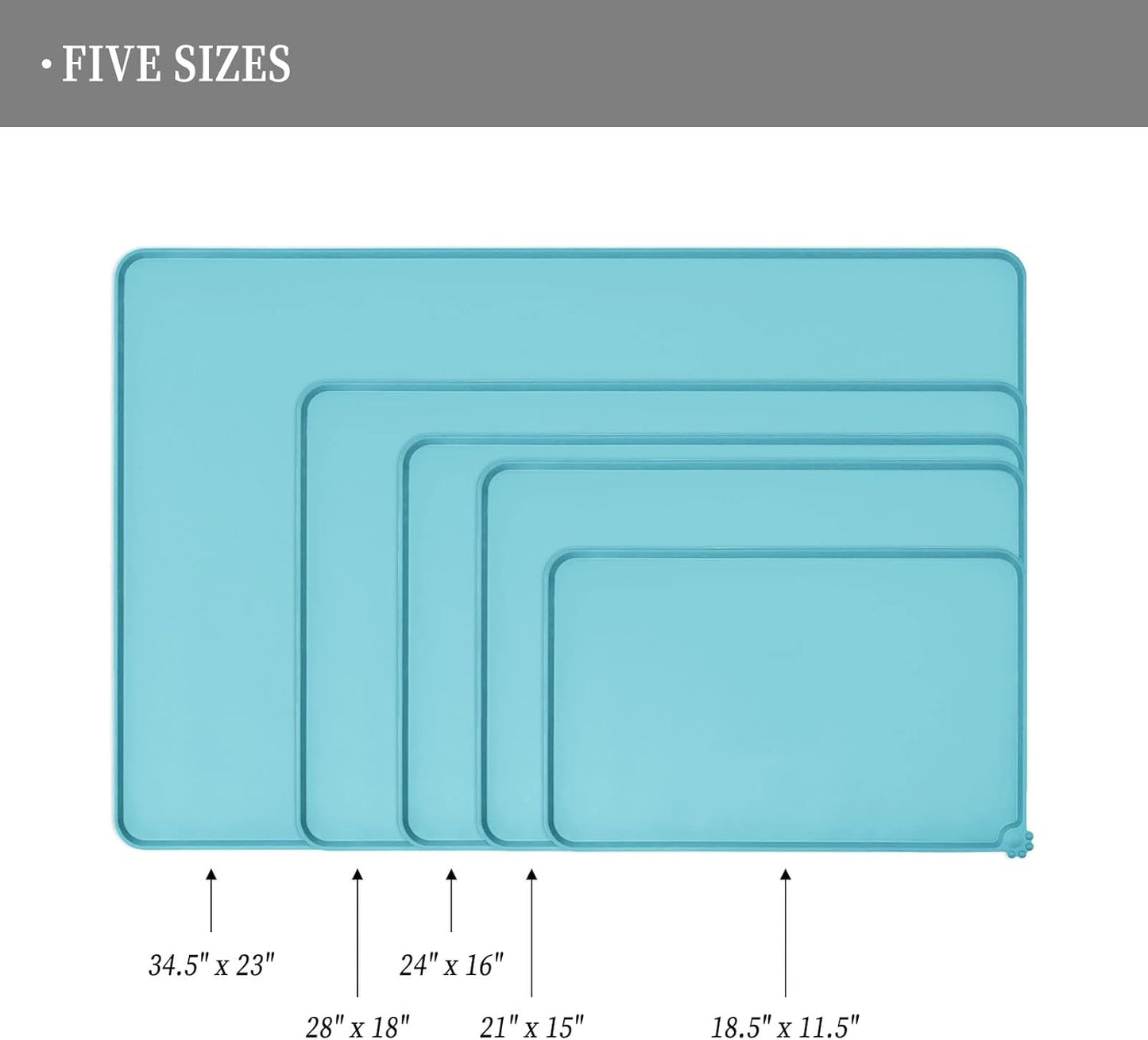 Waterproof Pet Feeding Mat with High Raised Edges, Heavier and Thicker Placemats for Cat Dog Water Bowl with BPA Free, Dogs Cats Food Mats for Messy Drinkers to Prevent Spill and Protect Floors