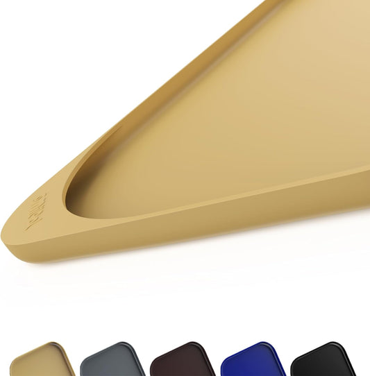 Silicone Pet Feeding Mat with Raised Edge & Residue Collection Pocket for Food and Water, Dog Bowl Mats, Cat Bowls Placemat with High Lip for Floor Waterproof, 19 x 12 x 0.7 Beige