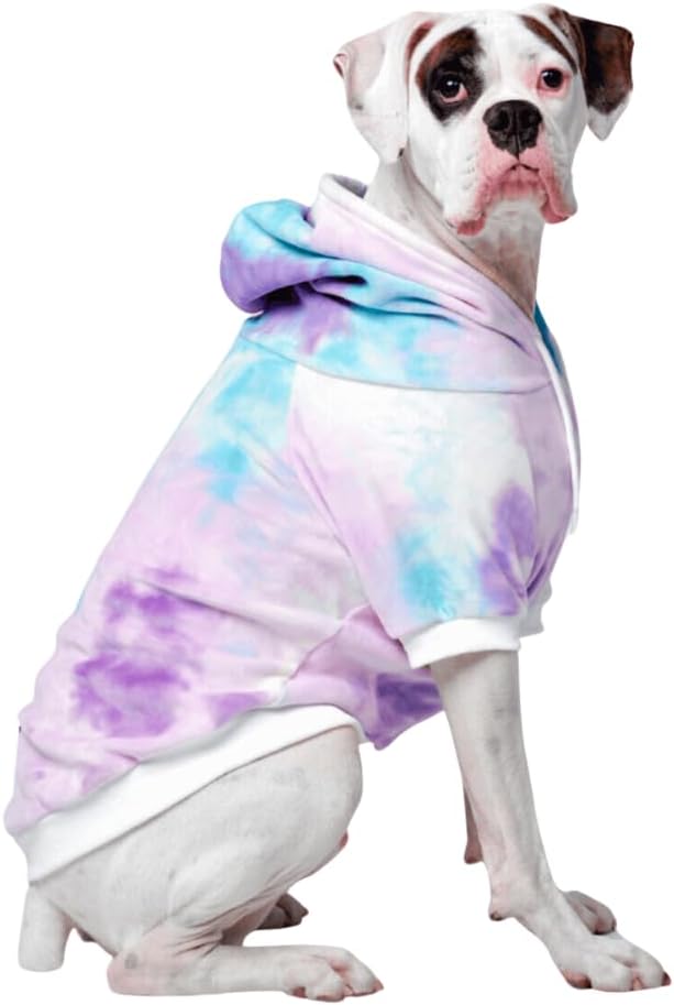Spark Paws Dog Hoodie – Premium Dog Sweater for Small, Medium, and Large Dogs | Warm Outfits for French Bulldogs, Pitbull, Puppy, Winter Jacket Alternative - 90s Retro Sky Dye - 3XL