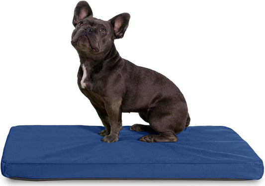 K9 Ballistics Tough Ripstop Orthopedic Dog Crate Bed - Durable Pad with Washable Cover, for Wire Crates, Tie-Downs Included, Size: Small 29"x18", Blue Quartz