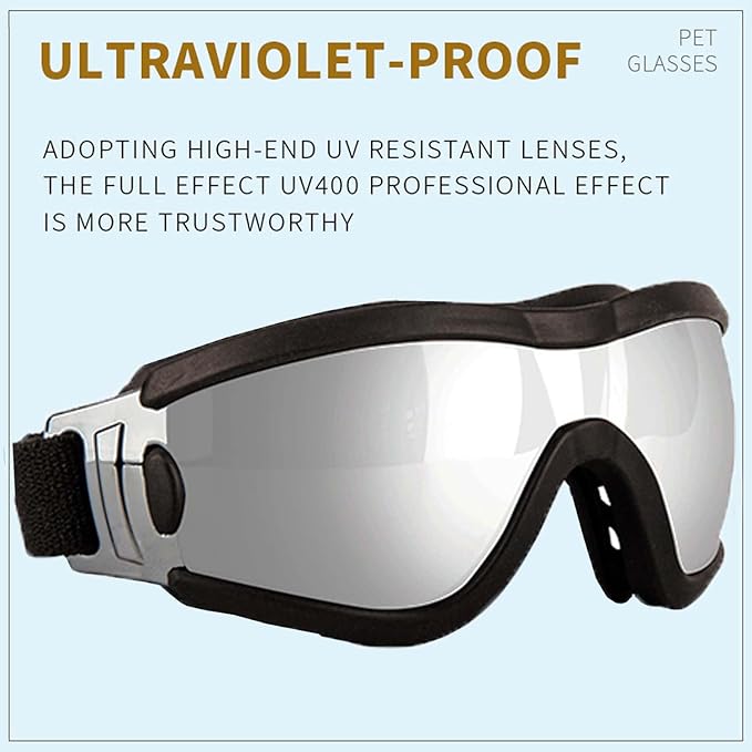 Medium Dog Sunglasses with Adjustable Strap UV Protection, Winproof Puppy Sunglasses, Suitable for Dogs Eyes Protection，Soft Dog Goggles