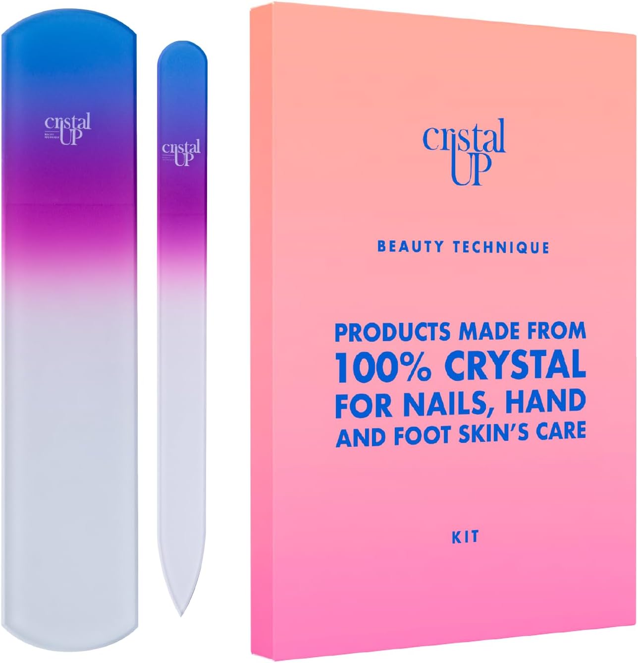 Crystal Nail and Feet Care Kit - 2PC with a Crystal Foot Scraper and Medium Glass Nail File, Durable and Gentle on Nails, Perfect for Home Office and On The Go