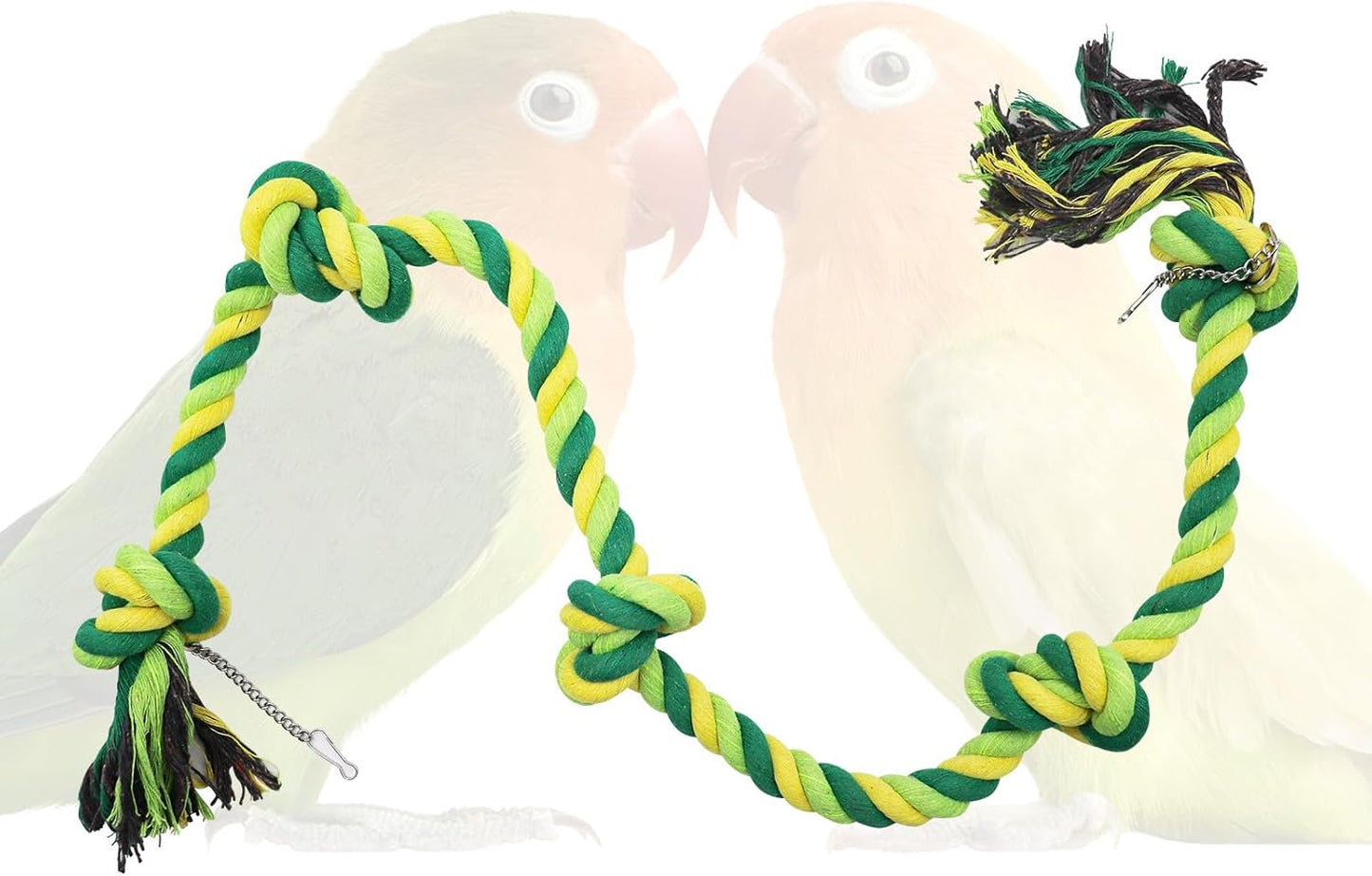 78.7 Inches Cotton Climbing Rope Toy, Lengthen & Bold Bird Ladder Bridge, Swing Rope Toys, Parakeet & Cockatiel Macaw African Grey Parrot Cage Accessories