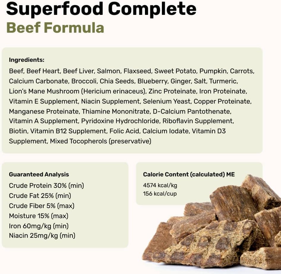 BADLANDS RANCH by Katherine Heigl- Superfood Complete, Air-Dried Adult Dog Food - High Protein, Zero Fillers, Superfood Nutrition (24 Ounce (Pack of 4), Beef)
