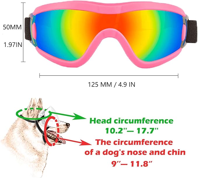 Medium Dog Sunglasses with Adjustable Strap UV Protection, Winproof Puppy Sunglasses, Suitable for Dogs Eyes Protection，Soft Dog Goggles