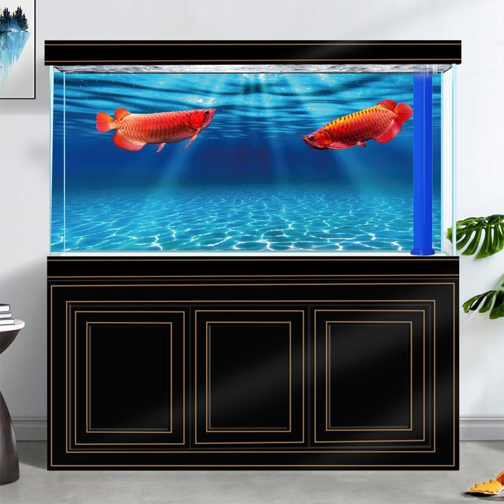 Natural Undersea Aquarium Background, Underwater Ocean Sunlight Fish Tank Background 72X16IN with 8 EVA Double-Sided Tape