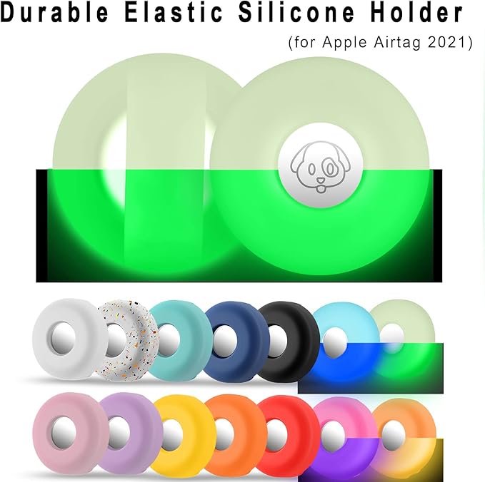 Airtag Holder for Dog Collar, Cibaabo Silicone Air Tag Case Cover Compatible with Apple Airtags for 0.8-1.2inch Cat Pet Collar Harness Loop