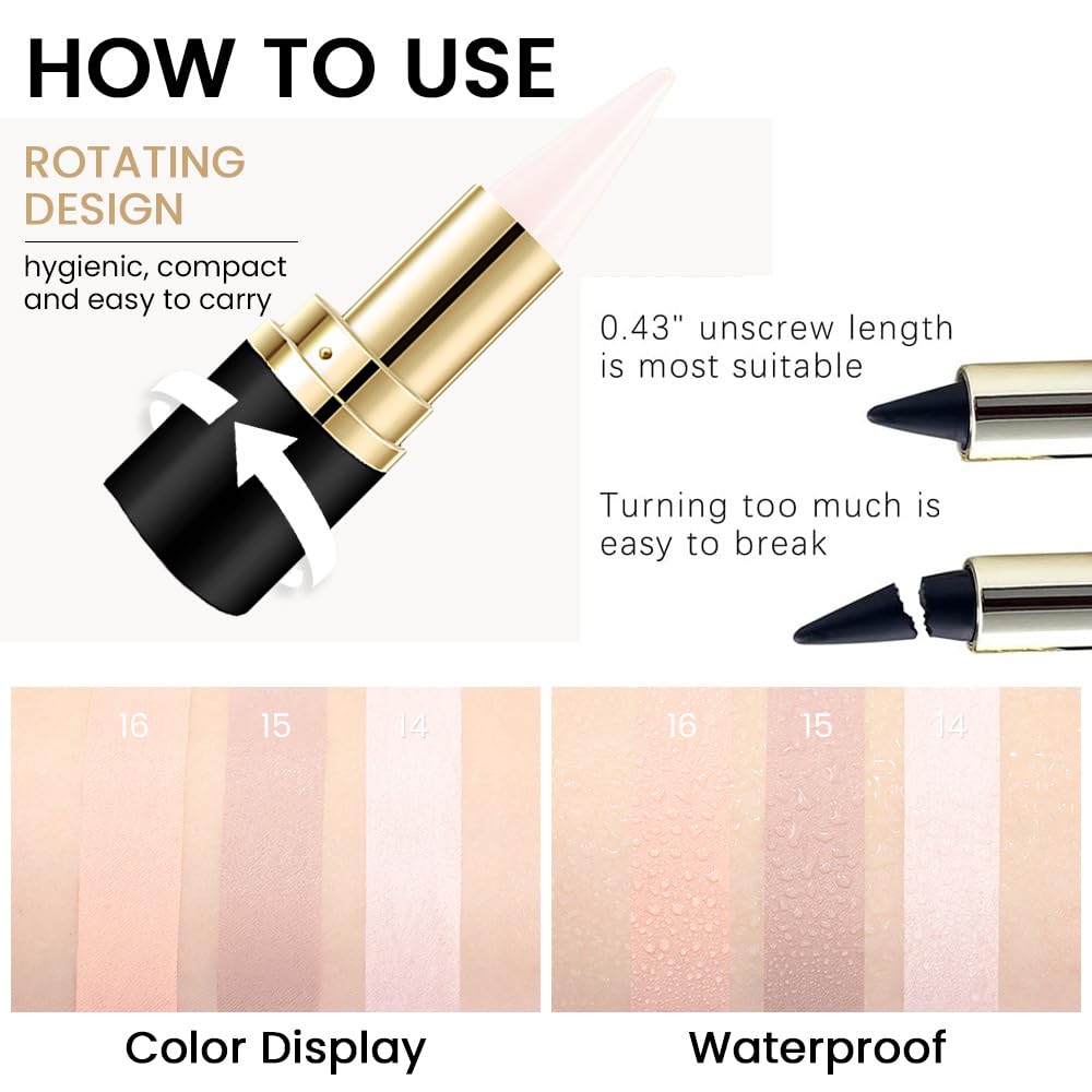 evpct Pastel Pink Long Wear Gel Eyeliner Pencils for Women, Pink White Eye Liner Pencil Pen Makeup Glide Smooth, Eye Liner Waterproof Smudge Proof, Cream Eyeliner Lipstick Set, delineador de ojos