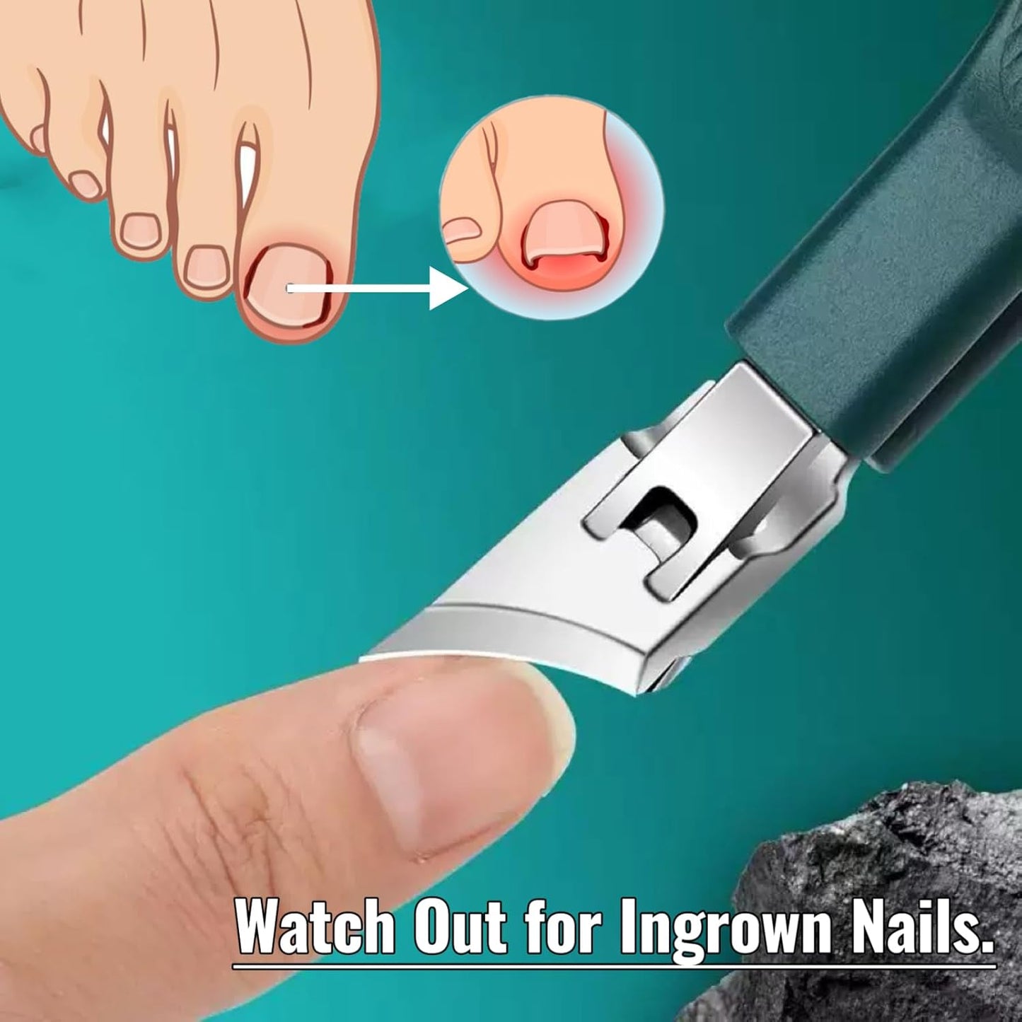 3Pc/Set Eagle Beak Beveled Nail Clippers, Eagle Beak Nail Clippers for Thick Nails, Long Handle Wide Jaw Opening Anti-Splash Slanted Nail Clipper for Men&Women (Black)