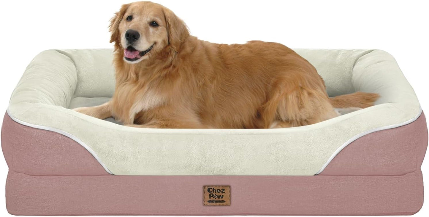 Orthopedic Washable Large Dog Bed - Removable Orthopedic Foam Dog Beds with Bolsters Waterproof Large Dogs Bed and Non-Slip Bottom