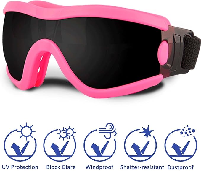 Medium Dog Sunglasses with Adjustable Strap UV Protection, Winproof Puppy Sunglasses, Suitable for Dogs Eyes Protection，Soft Dog Goggles