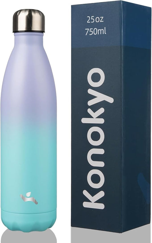 Insulated Water Bottles,25 oz Double Wall Stainless Steel Vacumm Metal Flask for Sports Travel,Lavender Green