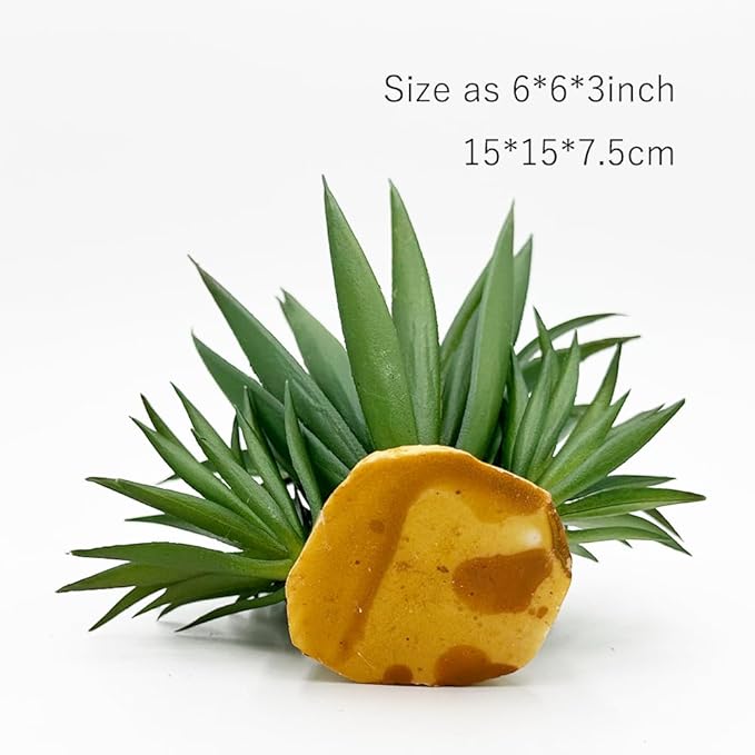 Smoothedo-Pets Reptile Artificial Plants Succulent Terrarium Decorative Desert Rainforest Plant Lizard Beard Chameleon Gecko Snake Amphibious Sea Turtle Tank Accessory (Agave-Set)