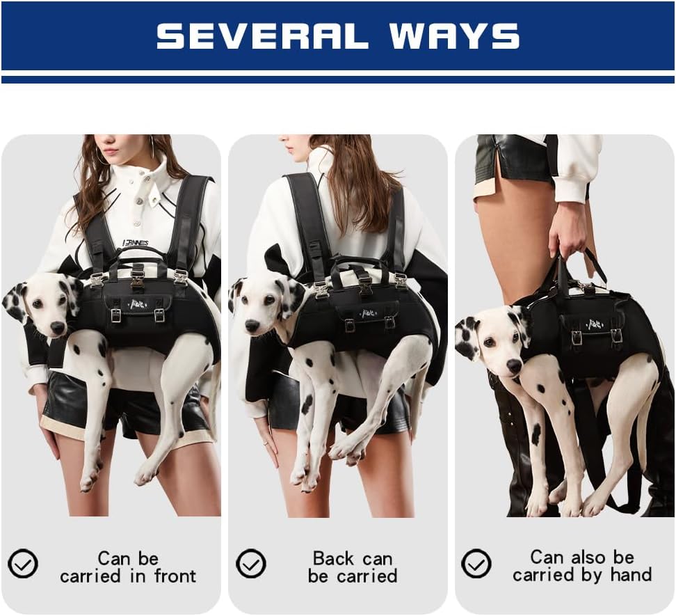 Dog Backpack Carrier - Spine-Friendly for Small Dogs (4-8 lbs), Horizontal Design Dog Carrier with Adjustable Back Straps,Legs-Out Comfort for Travel/Hiking/Cycling (Black, Size S)