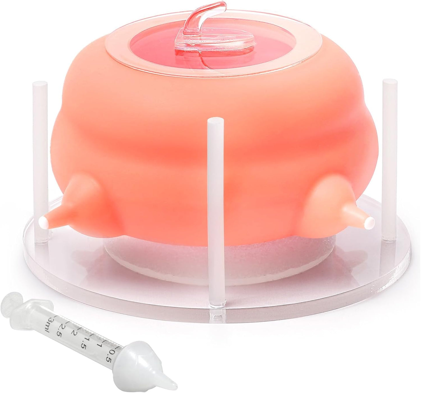 Nursing Nipple for Kittens,Puppy Milk feeders for Multiple Puppies with 4 Nipples & Support Base,Smooth Flow Nipple for Kittens,Ideal Replacement for Nursing Bottle kit,200ml Capacity(Pink)