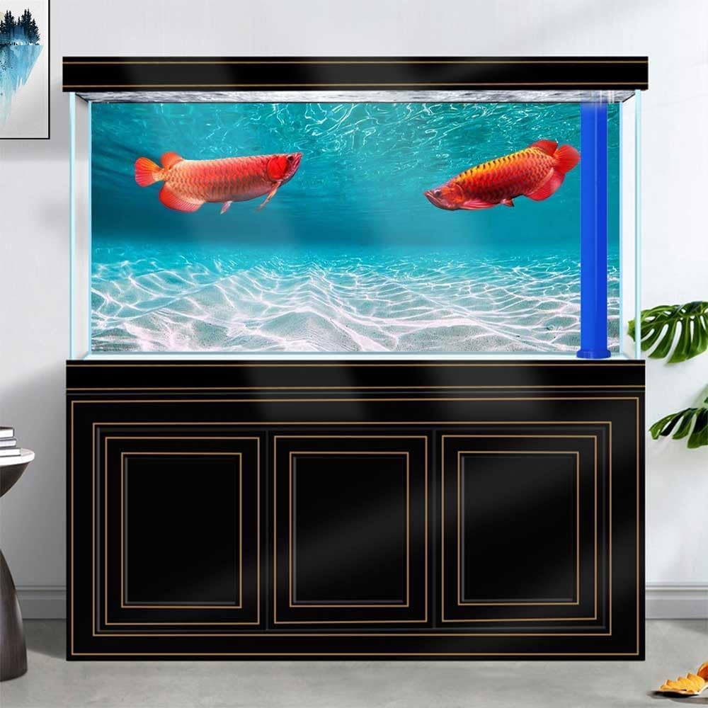 30X18IN Natural Undersea Aquarium Background, Undersea Beach Fish Tank Background, with 8 EVA Double-Sided Tape