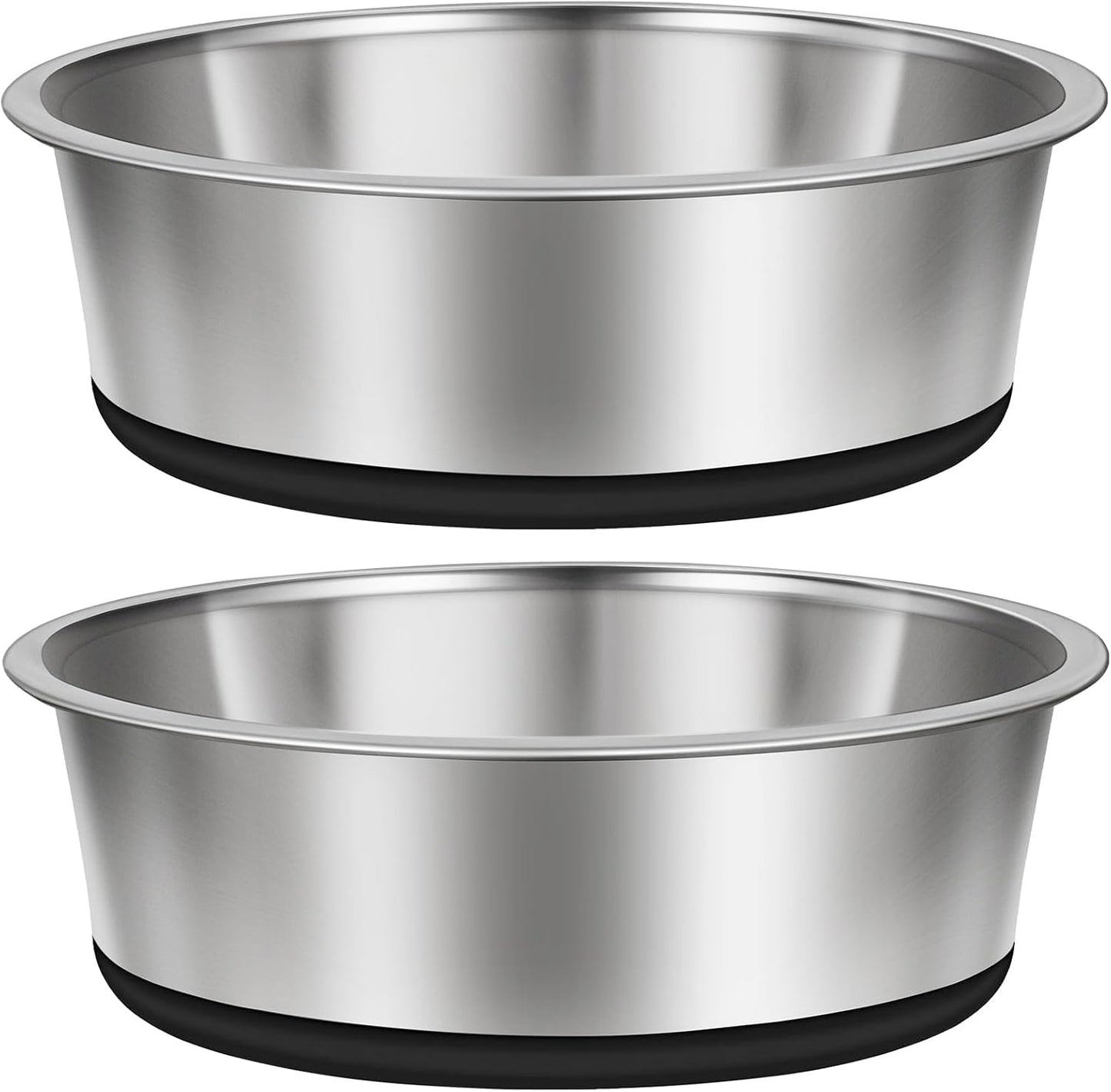 Taglory 8 Cup Stainless Steel Dog Bowls Set of 2 for Food and Water, Silicone Base Anti-Slip, Rust Resistant, Extra Thick Metal Bowls for Medium Dogs, 59oz, Black