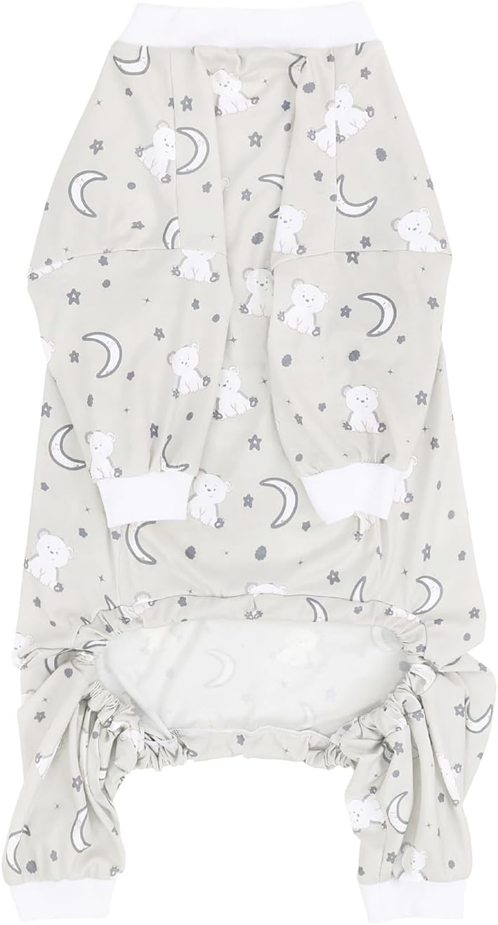 HDE Dog Pajamas One Piece Jammies Jumpsuit Pet Clothes Outfit Stretchy Lightweight Comfy Shirt Pjs for M-3XL Dogs Goodnight Polar Bears - L