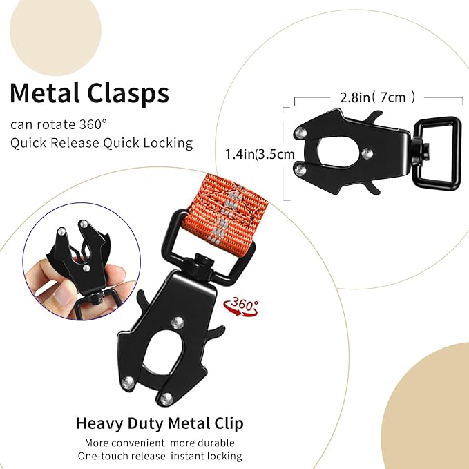 Heavy Duty Tactical Dog Leash, 4-6FT Shock Absorbing Bungee Leash with 2 Padded Handles, Metal Carabiner Clip, Car Seatbelt, Reflective leashes for Large Breed Dogs Medium Dog (Orange)
