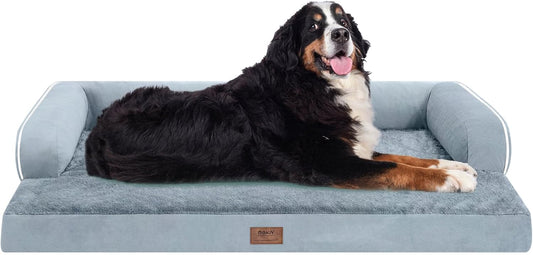 Large Dog Bed Orthopedic Washable, Big Large XXXLarge Dogs, Orthopedic Grey Extra Dog Bed with Waterproof Cover and Removable Egg Foam, Couch Bed Bolster