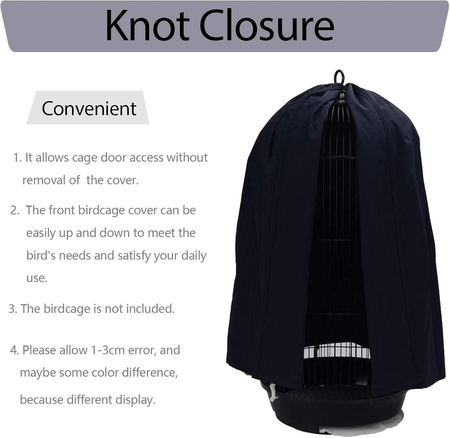 QBLEEV Round Parrot Birdcage Cover Pet Universal Blackout Cage Cover Shade Windproof Light-Proof Sleep Reduces Distractions Night Accessories Cloth Without Cage