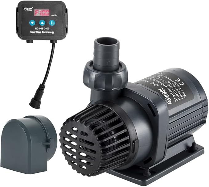 hygger 24V DC Water Pump Inline/Submersible Saltwater Aquarium Pump with LCD Display Controller 1350 GPH Return Pump for Coral Reef Tank Sump