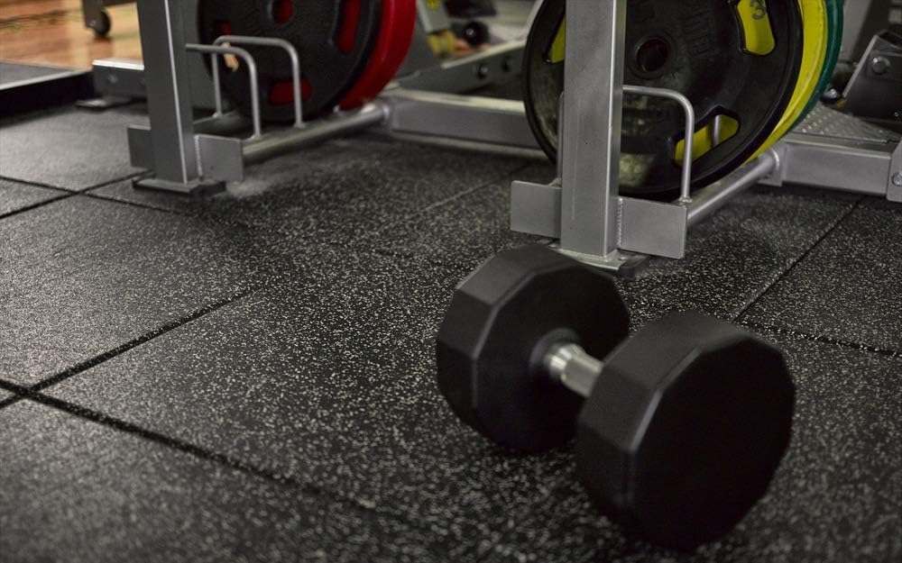 American Floor Mats - Extreme Rubber Gym Flooring - 1 Inch Thick Colorful Rubber Tiles - Superior Shock & Sound Absorbing - 10% Blue, 100 Tile Pack (Covers 400 Sq Ft)