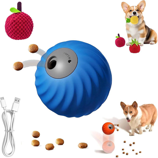 Zoomie Buddy 2.0, Zoomie Buddy for Dogs, 2 in 1 Smart Touch Interactive Dog Balls ＆ Pet Feeder, 2.83" Diameter, Suitable for Small/Medium Dogs, with Fruit Plush Cover (Blue, Bayberry)