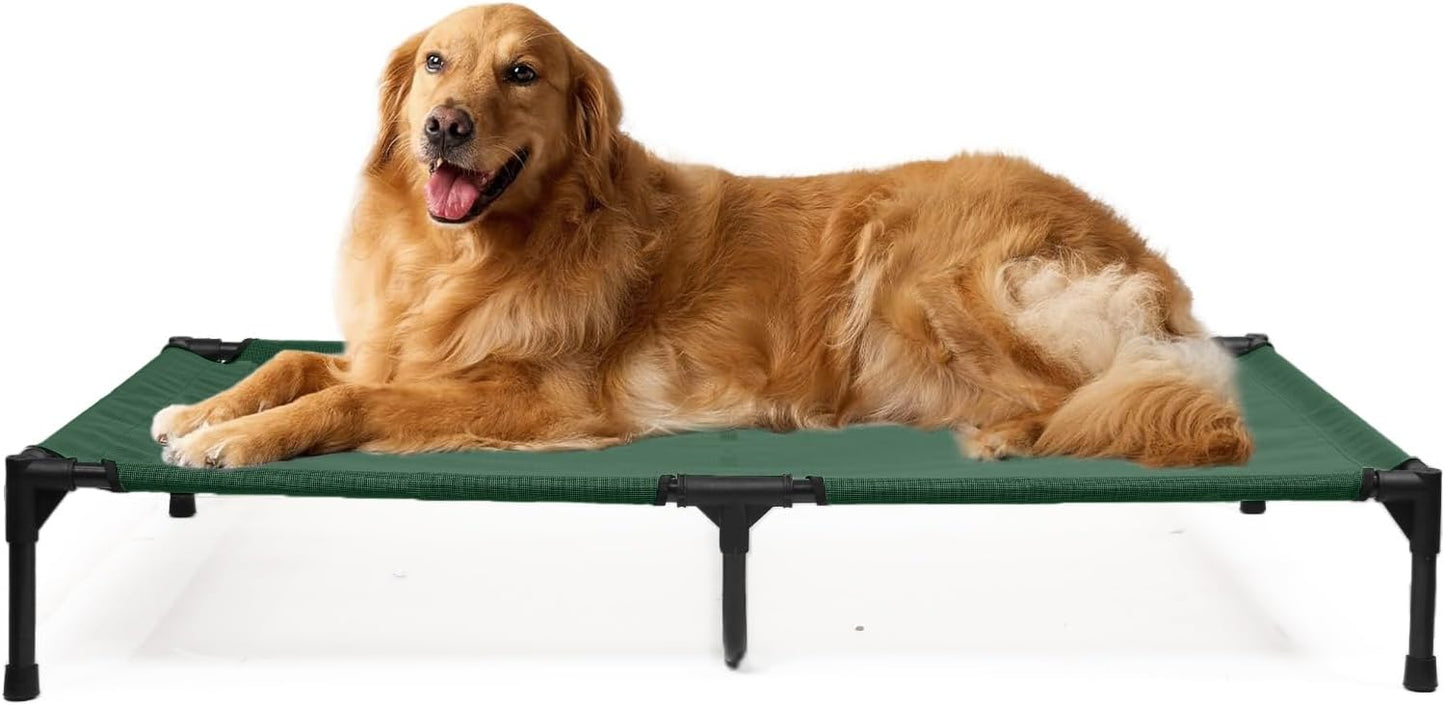 51 Inch XL Elevated Cooling Dog Bed, XLarge Raised Bed for Dogs with Frame, Breathable Mesh and Anti-Slip Feet, Lifted Pet Cot Off Ground Outdoor (XL, Green)