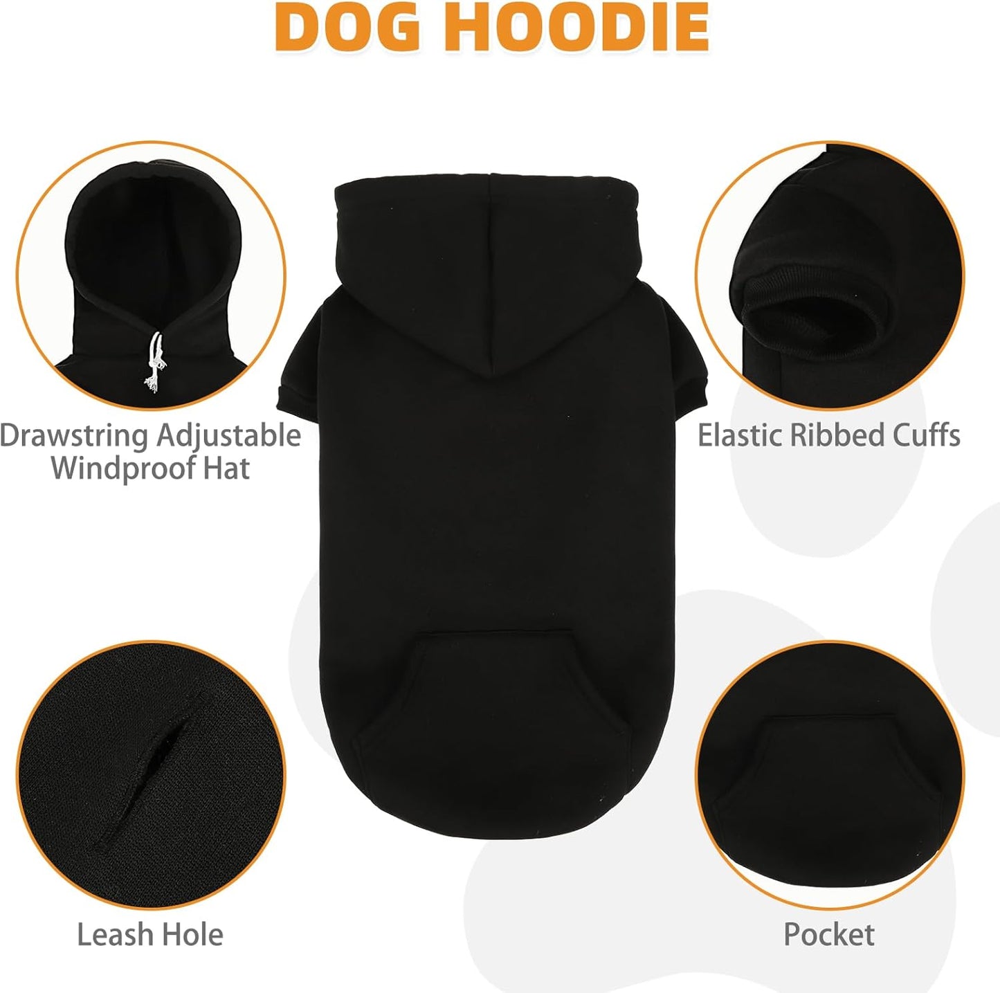 KOOLTAIL Dachshund Dog Hoodie - Soft and Warm Dogs Hoodie Sweater with Leash Hole and Pocket, Pet Winter Coat, Cold Weather Clothes Sweatshirt for Small Medium Large Dogs Puppy Cat Boys Girls L