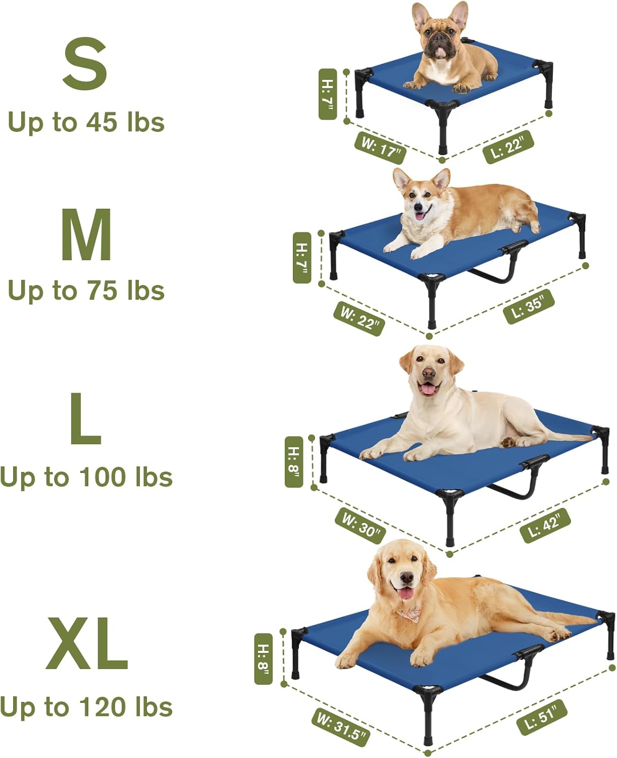 Small Elevated Dog Bed 22 Inch - Puppy Cooling Cot with Removable Washable Breathable Mesh, Raised Dog Cots Beds for Indoor and Outdoor, Blue