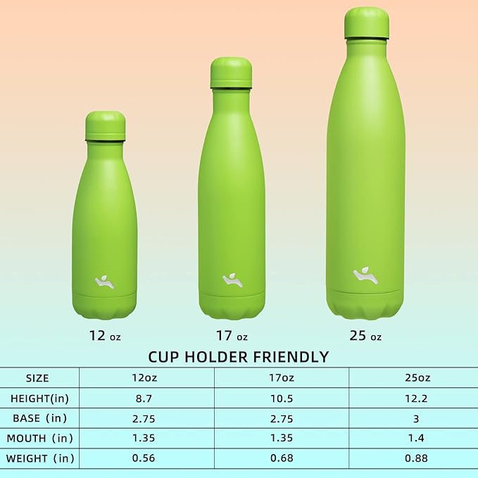 Insulated Water Bottles,25 oz Double Wall Stainless Steel Vacumm Metal Flask for Sports Travel,Green