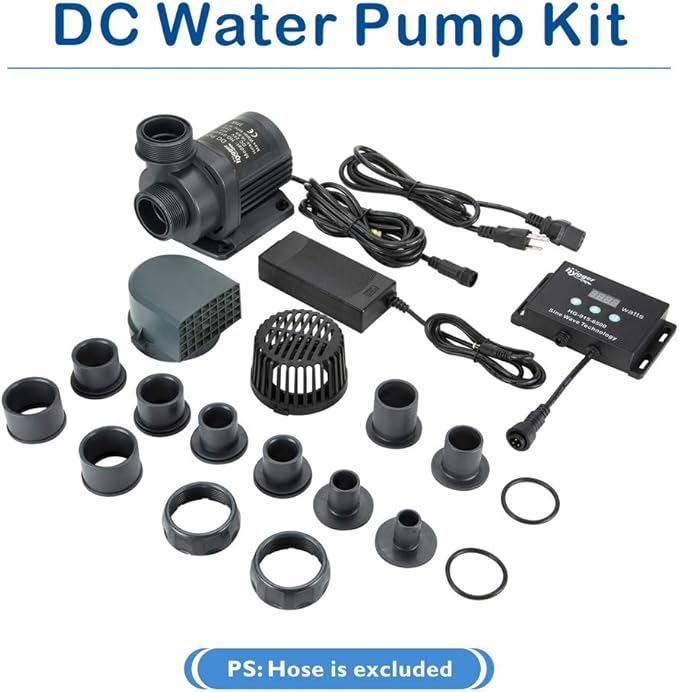 hygger 24V DC Water Pump Inline Submersible Saltwater Aquarium Pump with Controller Return Pump for Sump Tank 2650 GPH