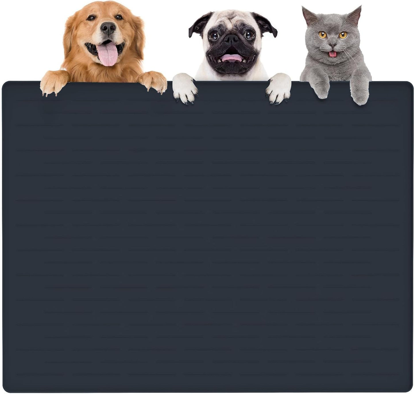 Large Dog Mats for Food and Water, 40"x30" Waterproof Pet Food Mats for Floor Nonslip Silicone Bowl Mats with Raised Edges