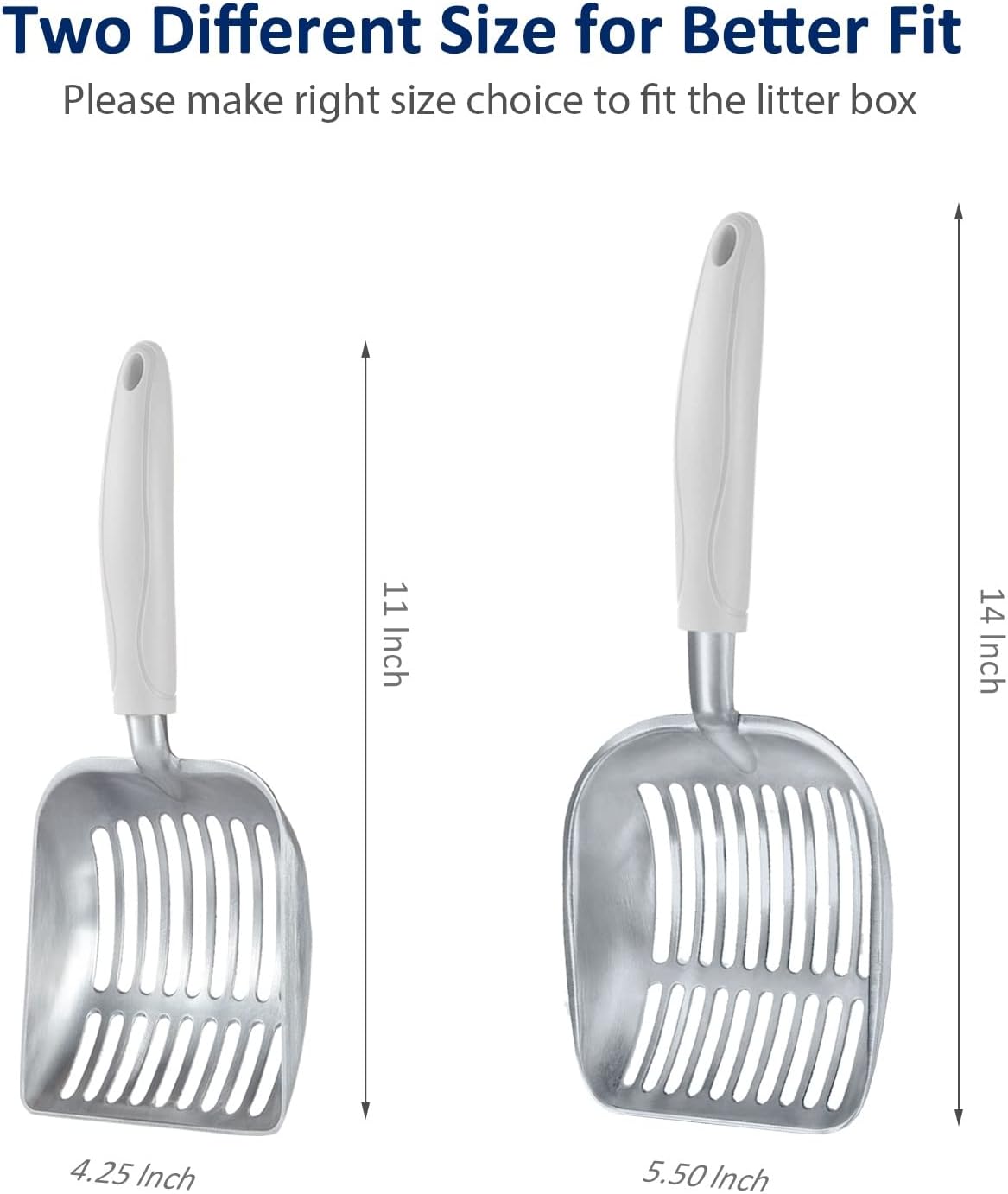 WePet Cat Litter Scoop, Aluminum Alloy Sifter, Kitty Metal Scooper, Deep Shovel, Long Handle, Poop Sifting, Kitten Pooper Lifter, Durable, Heavy Duty, for Litter Box