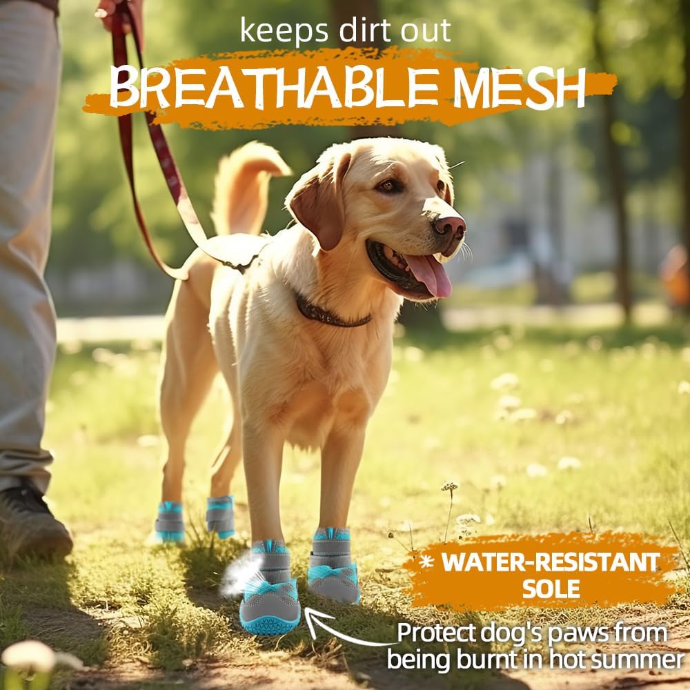 Dog Shoes for Small Dogs, Dog Boots & Paw Protectors for Hardwood Floors, Outdoor Dog Booties for Hot Pavement Winter Snow Hiking, Breathable Dog Shoes with Reflective Strips Size 1