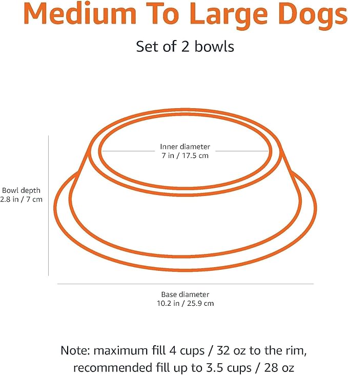 Amazon Basics Stainless Steel Dog Bowl, Single