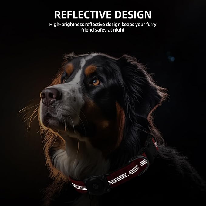 Upgraded AirTag Dog Collar, IP68 Waterproof Air Tag Dog Collar Holder, Reflective, Ultra-Durable, Comfortable Padded, Heavy Duty Dog Collars for Small Medium Large Dogs (XS (10.25"-13"), Red)