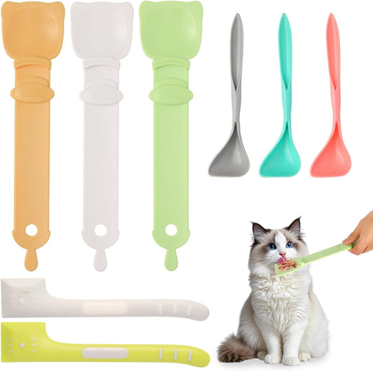 Cat Treat Spoon Squeeze Cat Strip Feeder Spoon 8PCS Cat Treat Dispenser Spoons - Squeeze-Feed Design for Wet Food, Licky Treats & Puree Tubes Bite-Proof, Easy Clean