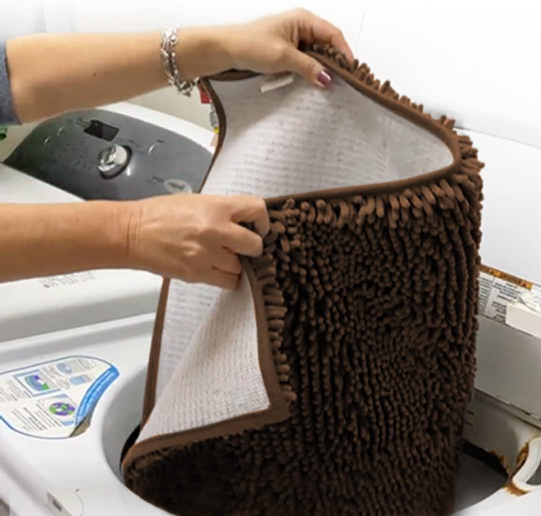 Muddy Mat® Shown on TV – Super Absorbent Door Mat Indoor, Microfiber Quick Dry Chenille Entryway Rug, Non-Slip Front Door Mat, Indoor Mats for Entryway, Machine Washable Pet Rug, Brown 36"x60"