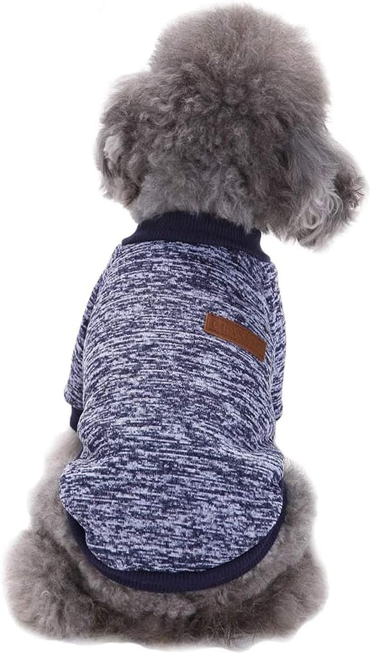 Jecikelon Dog Clothes Dogs Sweater Soft Puppies Clothing Winter Puppy Sweaters Warm Outfit for Dogs Small XXS XS Cat Apparel (Navy Blue, S)